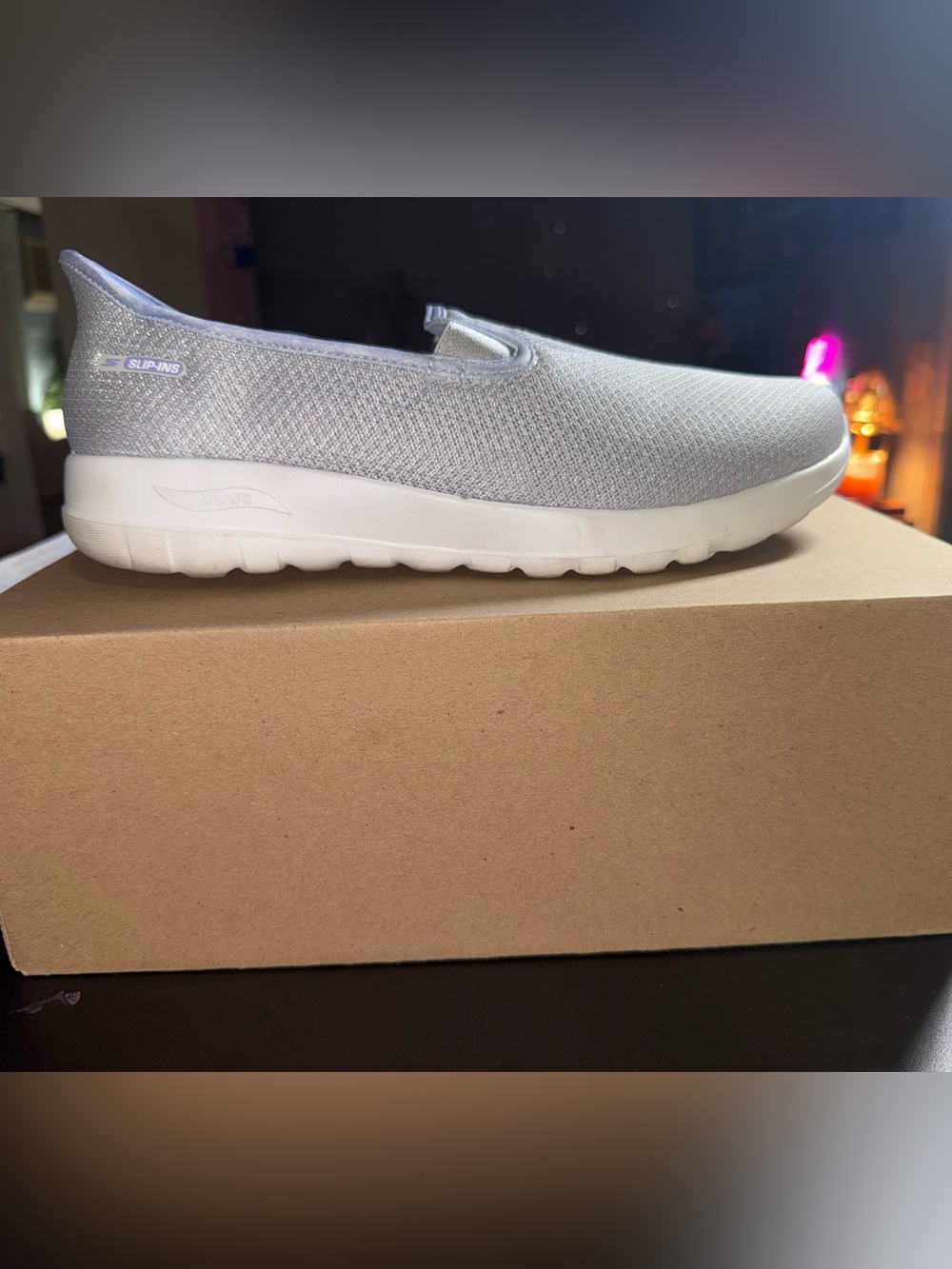 Skechers Slip-On Knit Sneaker in Light Gray